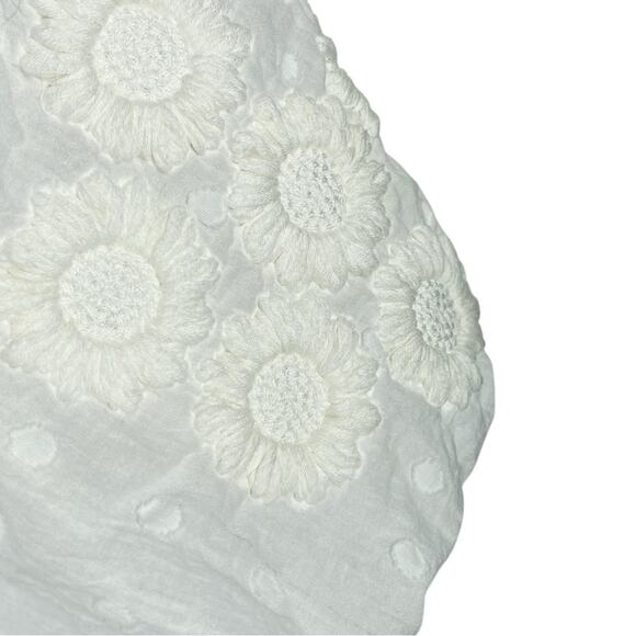 Innika Choo White Embroidered Floral Puff Sleeve Full Button Madonna Mini Dress - Picture 12 of 16